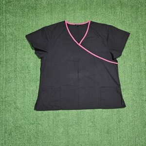 Black Women's Top with Pink Trim 2XL